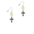 thumbnail image 2 of Delight Jewelry Silvertone Small Botonee Cross with Beaded Decoration Goldtone Leaf French Earrings, 2 of 4