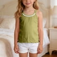 thumbnail image 2 of WAVSUF Girls Cami Tank Tops Crew Neck Sleeveless Ruffle Hem Kids Summer Casual Daily Underwear Green Size 5t, 2 of 9