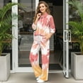 thumbnail image 3 of Uorisanigo Women's 2 Piece Outfits Fall Drawstring Pullover Sweatsuits Oversized Hoodies Wide Leg Sweatpants Tracksuits Matching Sets Mock Neck Jogging Suit Lounge Sets, Pink Yellow Tie Dye, 3 of 8