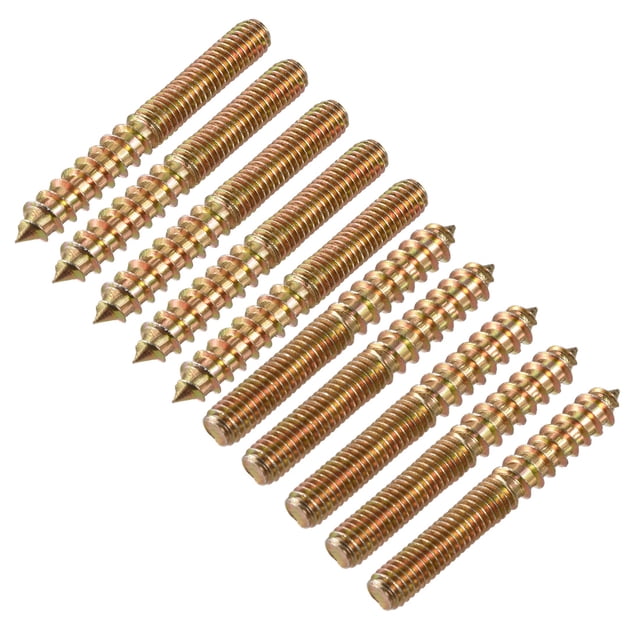 Unique Bargains 10Pcs M6x50mm Hanger Bolt Double Headed Bolt Self-Tapping Screw