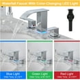 thumbnail image 2 of LED Bathroom Faucet 3 Hole, Chrome Waterfall Bathroom Faucets, 8 Inch Widespread Modern Bathroom Sink Faucet & Parts, Wide Spread Touch On Three Hole 2 Handle 3 Piece Bathroom Vanity Faucet, 2 of 6