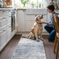 thumbnail image 4 of Washable 2x5 Abstract Hallway Runners: Indoor Water Resistant Kitchen Sink Rug Soft Living Room Bedroom Carpet Thin Low Pile Non Slip Floor Mat For Bathroom Entrance Laundry Room(2x5 Blue/ivory), 4 of 8