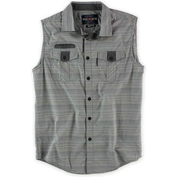 Ecko Unltd. Camisa tejida con botones para hombre de Man Of War, gris, extra pequeña