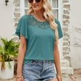 thumbnail image 6 of Besolor Womens Summer Tunic Tops Ruffle Short Sleeve Floral Lace Patchwork Crewneck Shirts Loose Casual T Shirts Blouses, 6 of 7