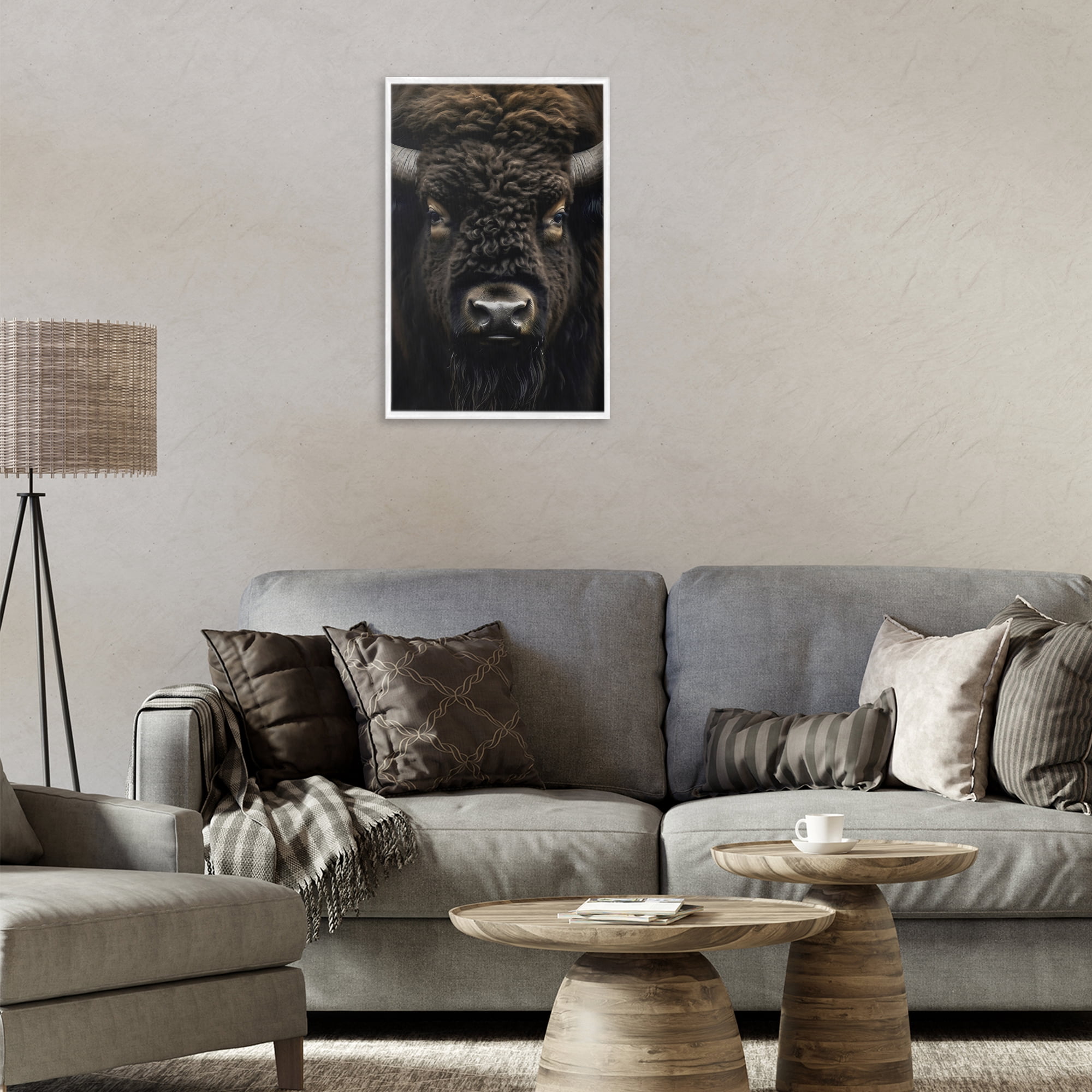 Stupell Industries Bison Portrait Close Up White Framed Giclee Art, design by Creative Studio