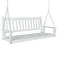 thumbnail image 4 of VEIKOUS 3-Seat Outdoor Hanging Porch Swing Bench with Chains, White, 4 of 10