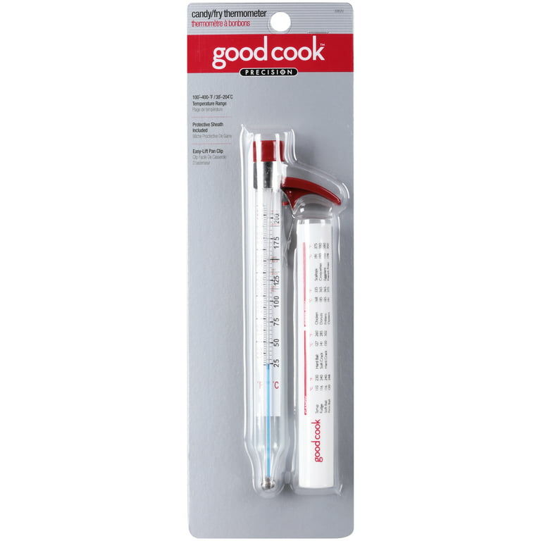 GoodCook Precision Candy and Deep Fry Thermometer with Storage Sleeve,  Clear/Red 