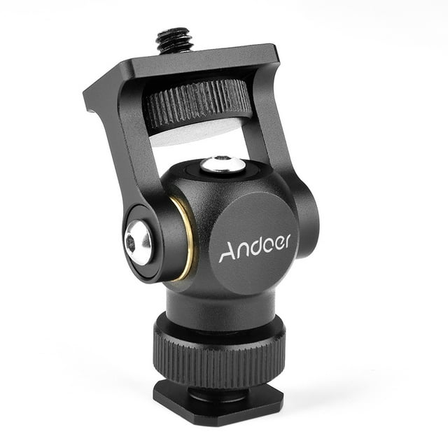 Andoer Video Monitor Mount Mini LED Light Bracket Holder Ballhead Aluminum Alloy with Cold Shoe Mount 1/4 Inch Screw for DSLR Camera