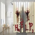 thumbnail image 4 of Cortina de ducha temática de Halloween Ducha de baño Bañarse Drapeado sangriento Decoración de miedo de vacaciones kenally HA000140-00B, 4 of 4