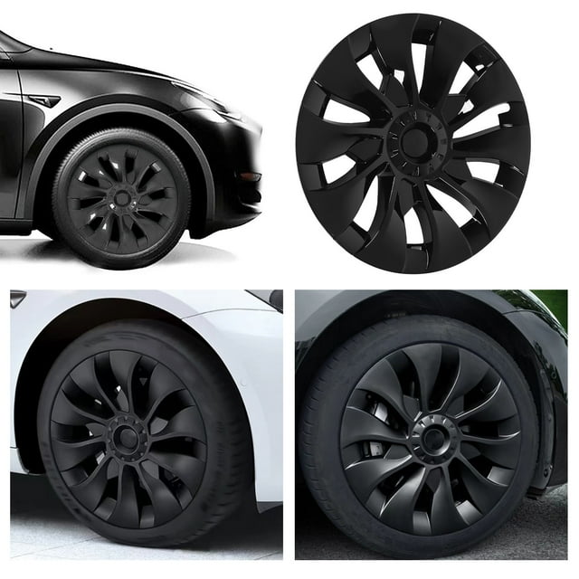 4 Pcs Wheel Hub for Model 3 2017-2023, 18in Wheel Hub Full Wrap Rim Cover Trim Protector, Cool Sporty Wheel Hub Replacement