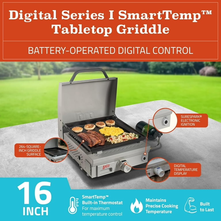 LoCo Cookers 1-Burner Tabletop Digital Propane Griddle, 16-Inch