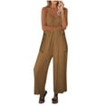 thumbnail image 1 of FAIWAD Combinaison Décontractée pour Femme, Ample, Sans Manches, Jambe Grand, Bretelles Spaghetti, Longue, avec Poches, 1 of 6