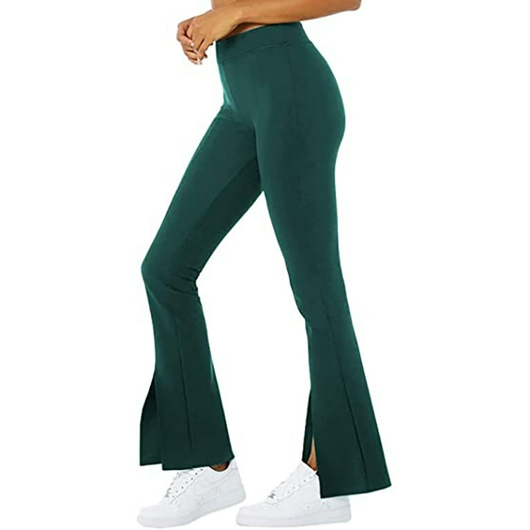 Women s Solid Color Yoga Pants Tight High Waist Leggings Slit