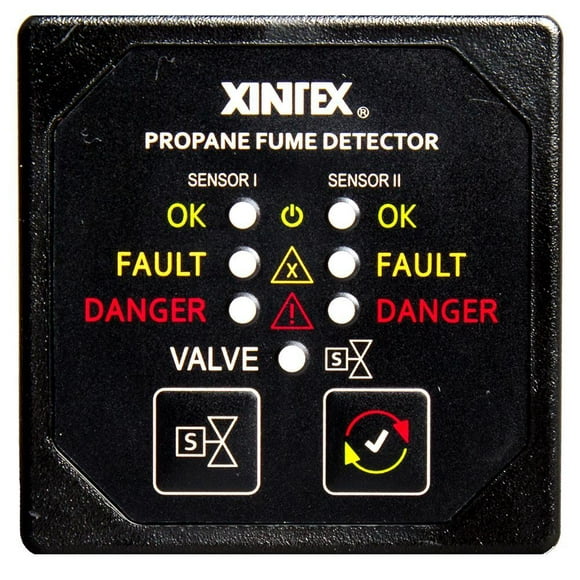 Xintex Propane Détecteur de Fumée & Alarme w-2 Capteurs en Plastique & Électrovanne - Affichage Carré Lunette Noire
