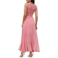 thumbnail image 3 of WTOBBY Fashion Ladies Lace Long Dress for Banquet Party Evening Bridesmaid Gown with Elegant Embroidery and Floor-Length Skirt Perfect for Formal Occasions,Pink M, 3 of 4
