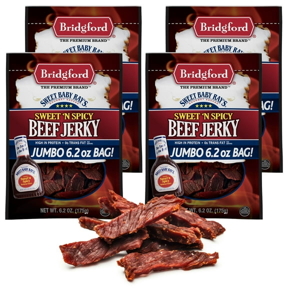 Bridgford Sweet Baby Ray’s Beef Jerky Sweet N Spicy 6.2 oz Pack of 4