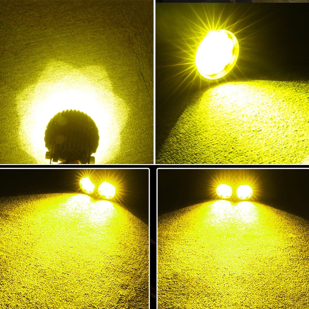 2X 3.5" 90W Round LED Work Light Pods Yellow Spot Flood Headlights Fog Lamp Truck Car JEEP SUV