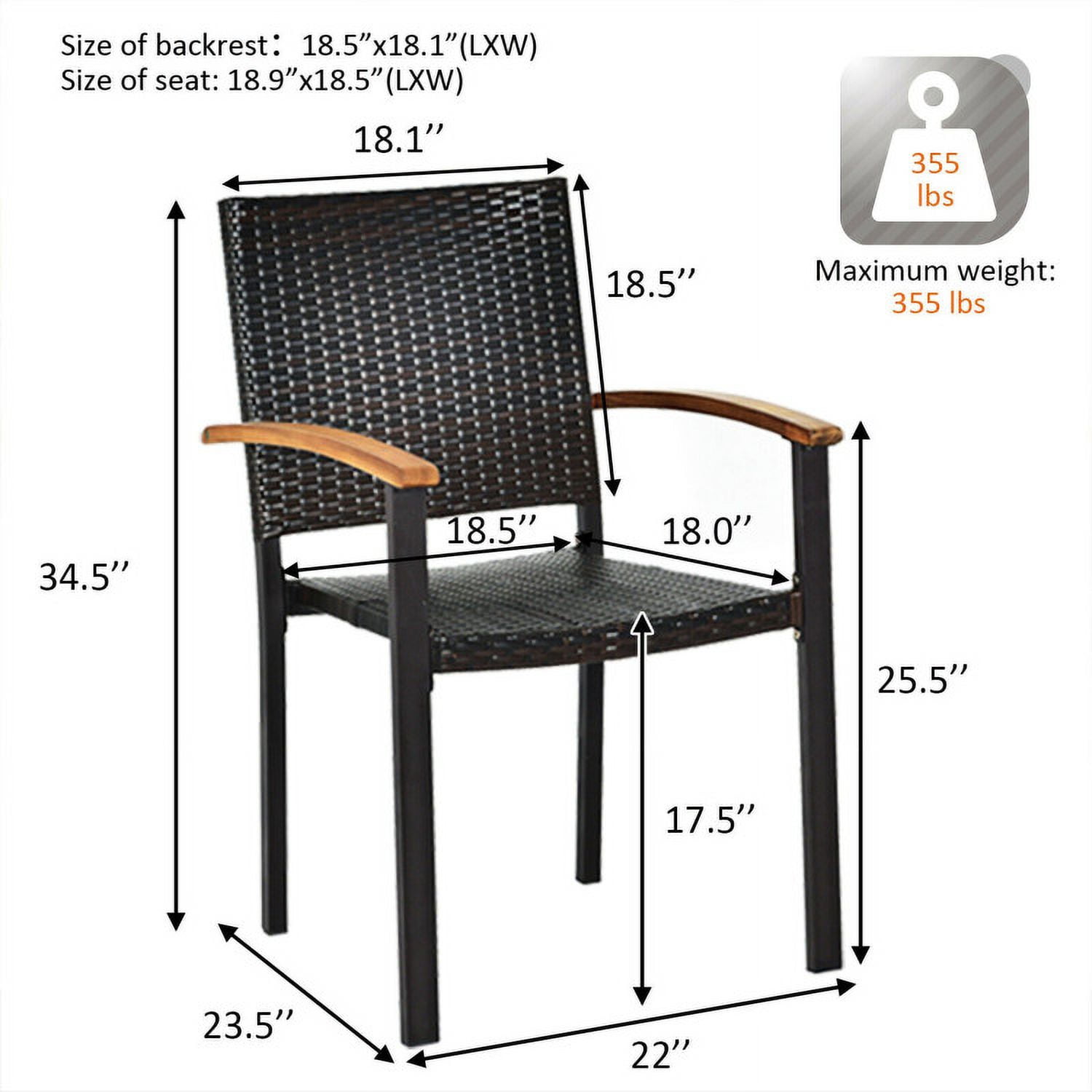Aimee Lii Set of 4 Outdoor Patio PE Rattan Dining Chairs with Powder-coated Steel Frame, Outdoor Patio Set Aimee Lii Set of 4 Outdoor Patio PE Rattan Dining Chairs with Powder-coated Steel Frame, Outdoor Patio Set