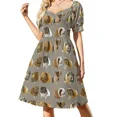 thumbnail image 1 of Vestido de noche de manga corta con variedad de cobayas grises, vestido largo de verano para mujer, falda de verano para mujer, 1 of 8