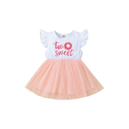 

Sunisery Toddler Baby Girl 1st 2nd Birthday Dress Sweet One Sweet Two Birthday Outfit Donut Princess Sleeveless Tulle Dresses
