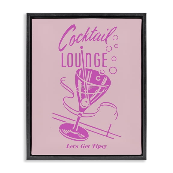 Stupell Industries Glam Pink Cocktail Lounge Black Floating Frame Canvas Art, 25 x 31, by House of Lulu