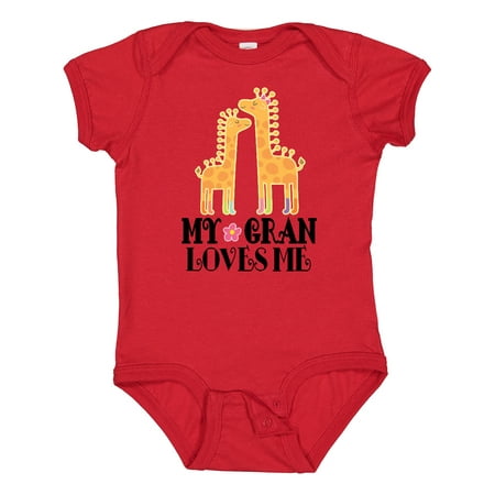 

Inktastic My Gran Loves Me Giraffe Gift Baby Girl Bodysuit