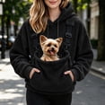 thumbnail image 2 of Eryao Cat Carrier Hoodie for Women Winter Fuzzy Fleece Pet Carrying Hoodies with Adjustable Strap Kangaroo Pouch Warm Plus Size Pullover Sweatshirts for Small Dog Holder Black,M, 2 of 9