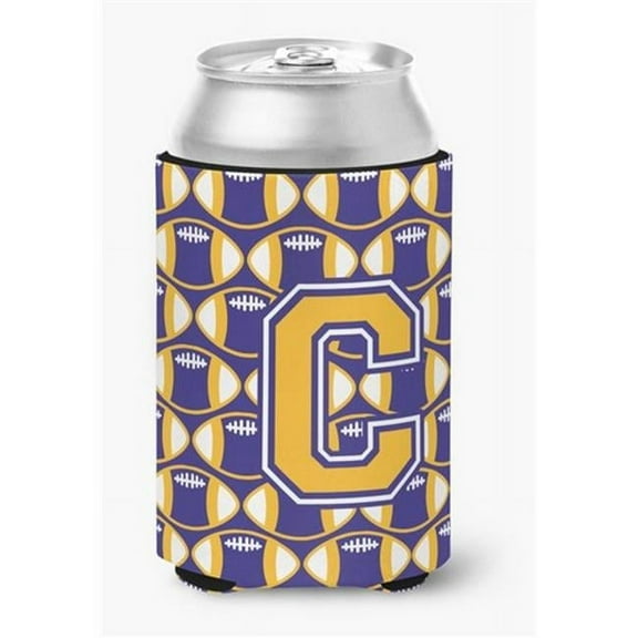 Letter C Football Purple & Gold Can or Bottle Hugger