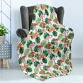 thumbnail image 4 of Tropical Soft Flannel Fleece Throw Blanket, Hipster Theme with Flamingo Birds Monstera Leaves Hawaiian Jungle, Cozy Plush for Indoor and Outdoor Use, 50" x 60", Salmon Pink, by Ambesonne, 4 of 5