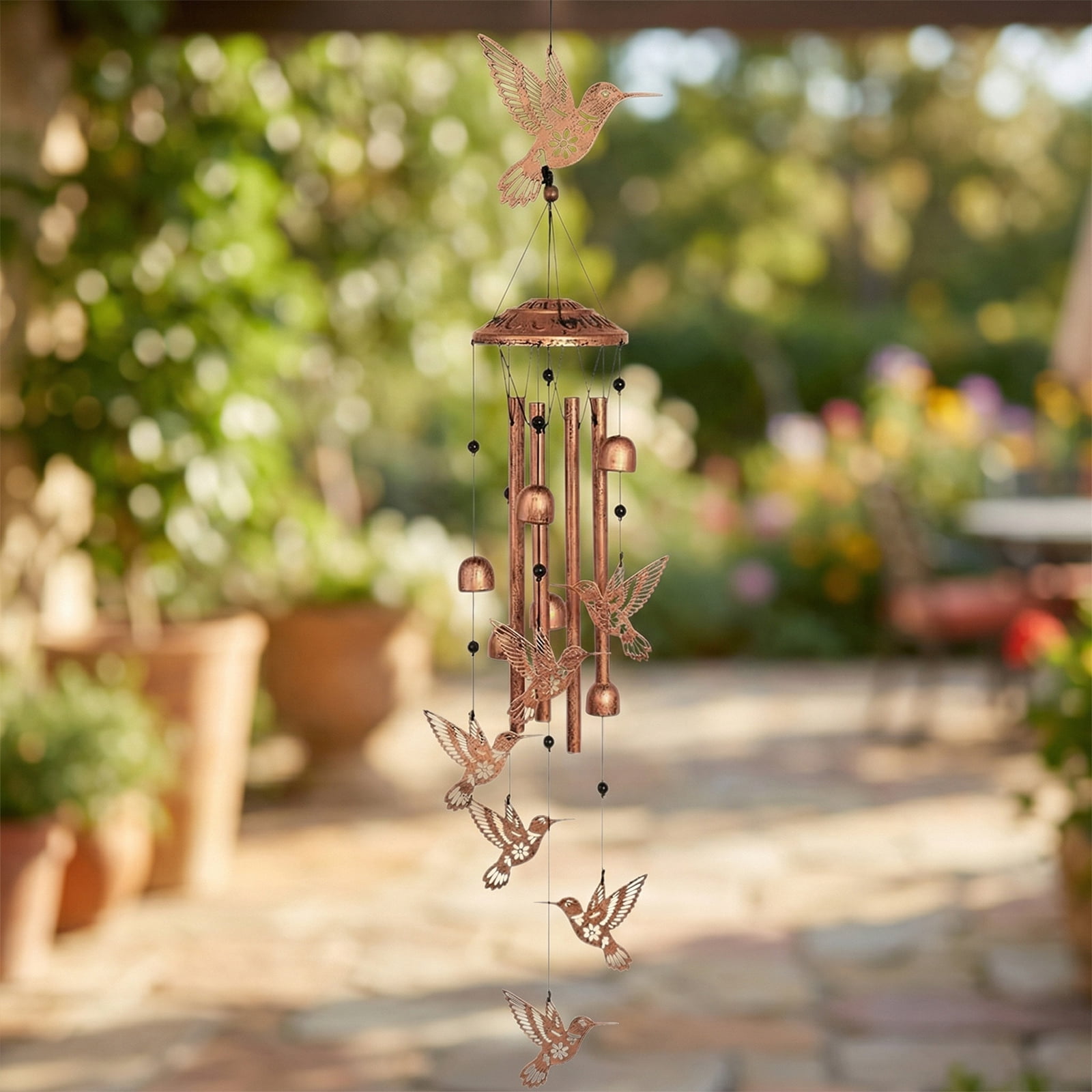 Yucurem Hummingbird Wind Chime for Outside, Handmade Metal Garden Wind Chimes, Melodic Weatherproof Wind Bell for Patio Porch Decor