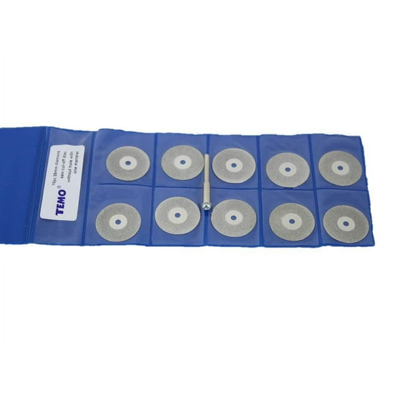 TEMO 10 pc 1 Inch (25 mm) Solid Diamond Coated Cutoff Wheel Saw Disc 1/8 Inch (3 mm) Shank for Dremel and Rotary Tools