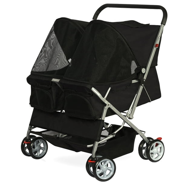 Paws & Pals Double Foldable Pet Stroller, 4 Wheel