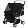 Paws & Pals Double Foldable Pet Stroller For Dogs Cats 4 Wheel (Black)