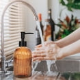thumbnail image 5 of 13 Oz Glass Soap Dispenser , Manual Pump Dispenser,Empty Liquid Container, Refillable Hand Soap Dispenser , Premium Bathroom soap Dispenser for Kitchen & Bathroom , Amber, 5 of 7