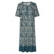 thumbnail image 3 of ICHUANYI Clearance Women's Summer Casual Printing Short Sleeve Dress Short Sleeve Round Neck Ankle Dress(Green, XL) ICHUANYI WER2023080912126, 3 of 5