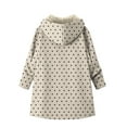 thumbnail image 7 of Winter Mid Length Jacket Womens Thicken Sherpa Fleece Lined Over Coat Polka Dots Printed Hooded Zipper Sweatshirts (S, Beige-Dots), 7 of 7
