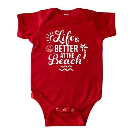 

Inktastic Life is Better at The Beach with Sunshine Seashell and Palm Trees Gift Baby Boy or Baby Girl Bodysuit