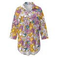 thumbnail image 7 of Renewold Swim Cover Up for Women Long Sleeve T-Shirt Dress with Pocket Breathable Y2K Button Down Shirt Bathing Suit Cover Up Shirt Bikini Coverups, Y2K Hippie Flower Daisy Print, 2XL, 7 of 7