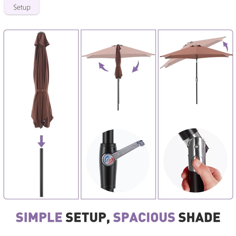 Gianna 7.5ft Patio Umbrella with Tilt & Crank System, Waterproof Fabric, 8-Rib Design