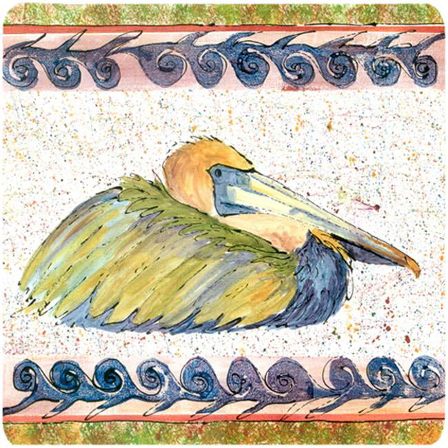 Carolines Treasures 8057FC Bird-Pelican Foam Coasters Set of 4 Multicolor 3.5 H x 3.5 W 