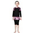 thumbnail image 3 of Aocisk Girls Swimsuit Full Coverage Long Sleeve Swim with Skirt and Pants for Girls Conservative Swimsuit Age 2 13 Years Bathing Suit Kids Girls Black 8-9 Years, 3 of 8