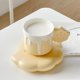 thumbnail image 4 of Juegos creativos de tazas y platillos con forma de galleta, taza de café de cerámica para oficina y hogar, 7,4 oz/220 ML para té y leche con leche, 4 of 5