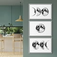 thumbnail image 4 of IDEA4WALL Framed Canvas Print Wall Art Set of 3 Noun Mare Lunar Surface Illustration Posters Wall Decor Black and White Moon Prints Modern Art Contemporary Minimal Artwork - 24"x36"x3 White, 4 of 5