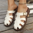 thumbnail image 2 of Hopeusnice Women's Slippers Non-Slip Breathable Flat Heel Closed-Toe Sandals Trendy Soft PU Materials Summer And Fall Shoes Round Toe Shoes for Beach Round Toe Arch Support Shoes White 39, 2 of 6