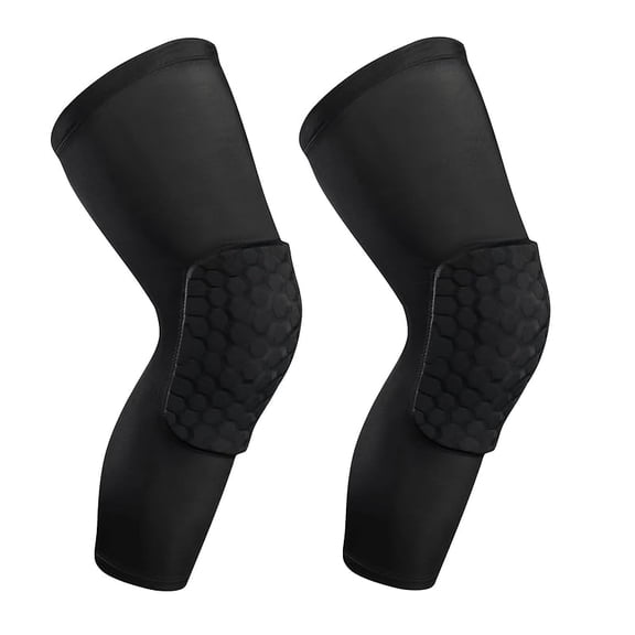 2 Pack Basketball Knee Pads Sleeves, Honeycomb Anti Collision Knee Pads Leg Compression Sleeves, Outdoor Sports Sleeves for Skating Wrestling Soccer Football Volleyball (Black, XX-Small )