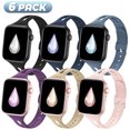 thumbnail image 1 of Bandiction 6 Pack Compatible with Apple Watch Bands,iWatch Bands Women Men Slim Narrow Silicone Sport Bands Replacement Wristbands for iWatch Series 7 6 5 4 3 2 1 SE, 1 of 7