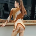 thumbnail image 5 of Abstract Earthy Tone Swirls Art Women's Long Sleeve Bodycon Dress Soft Stretchy For Everyday Wear And Special Occasions, 5 of 6