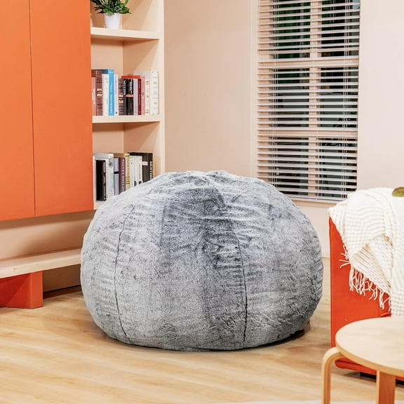 Baxluxe Bean Bag Chair for Adults with Filling, Memory Foam Bean Bag Chair Soft Fluffy Faux Fur Beanbag Lazy Sofa Bed, Comfy Chairs for Living Room, Bedrooms