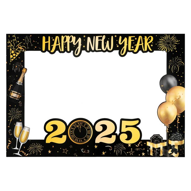 KAKOWELY Marco para fotomatón de Año Nuevo 2025, accesorios para fotos de fiesta, decoraciones para fiestas, marco de fotos de papel creativo para suministros de fotografía