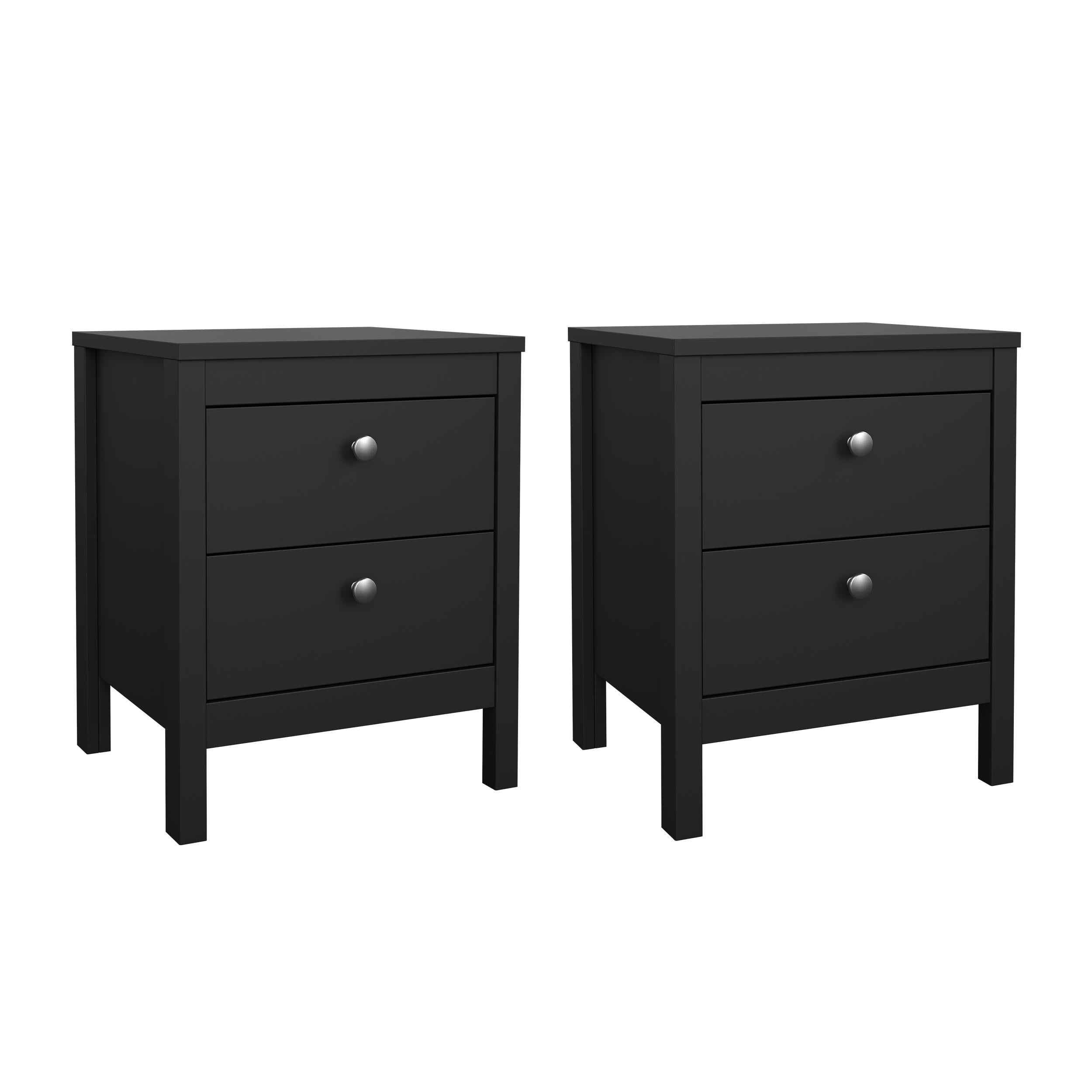 Tvilum Madrid 2 Drawer Matte Black Nightstand - Set of 2